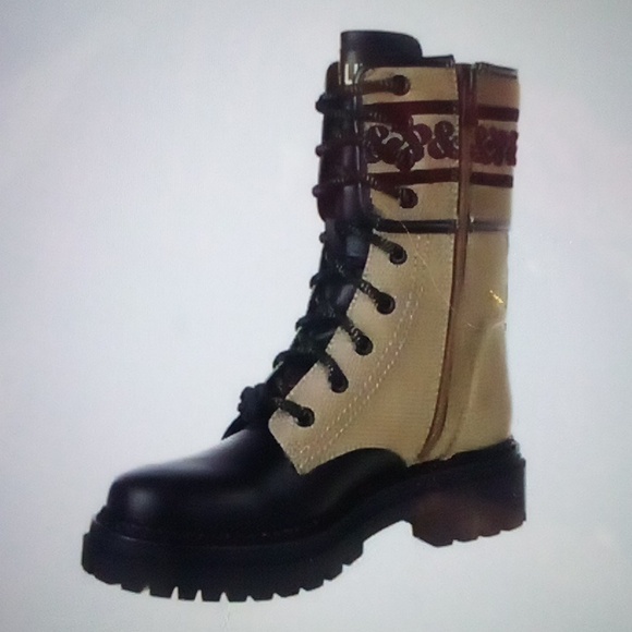 Sam & Libby Stella Embroidered Combat Boots Size 8 Womens Ladies Black Brown New - Picture 1 of 11